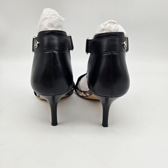 Michael Michael Kors Wendy Mid Sandals Womens Size 7.5 Black Snake Leather Heels - Picture 6 of 15